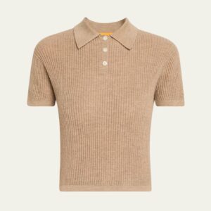 Home cashmere short sleeve shrunken polo sweater