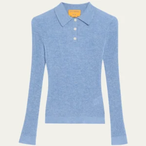 Home shrunken long sleeve cashmere polo
