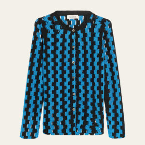 Home bowery metallic open knit crewneck cardigan